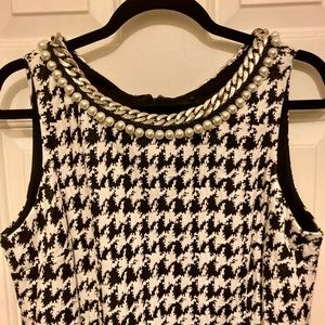 Chatta B Black and White Houndstooth Sleeveless Dress Size 14